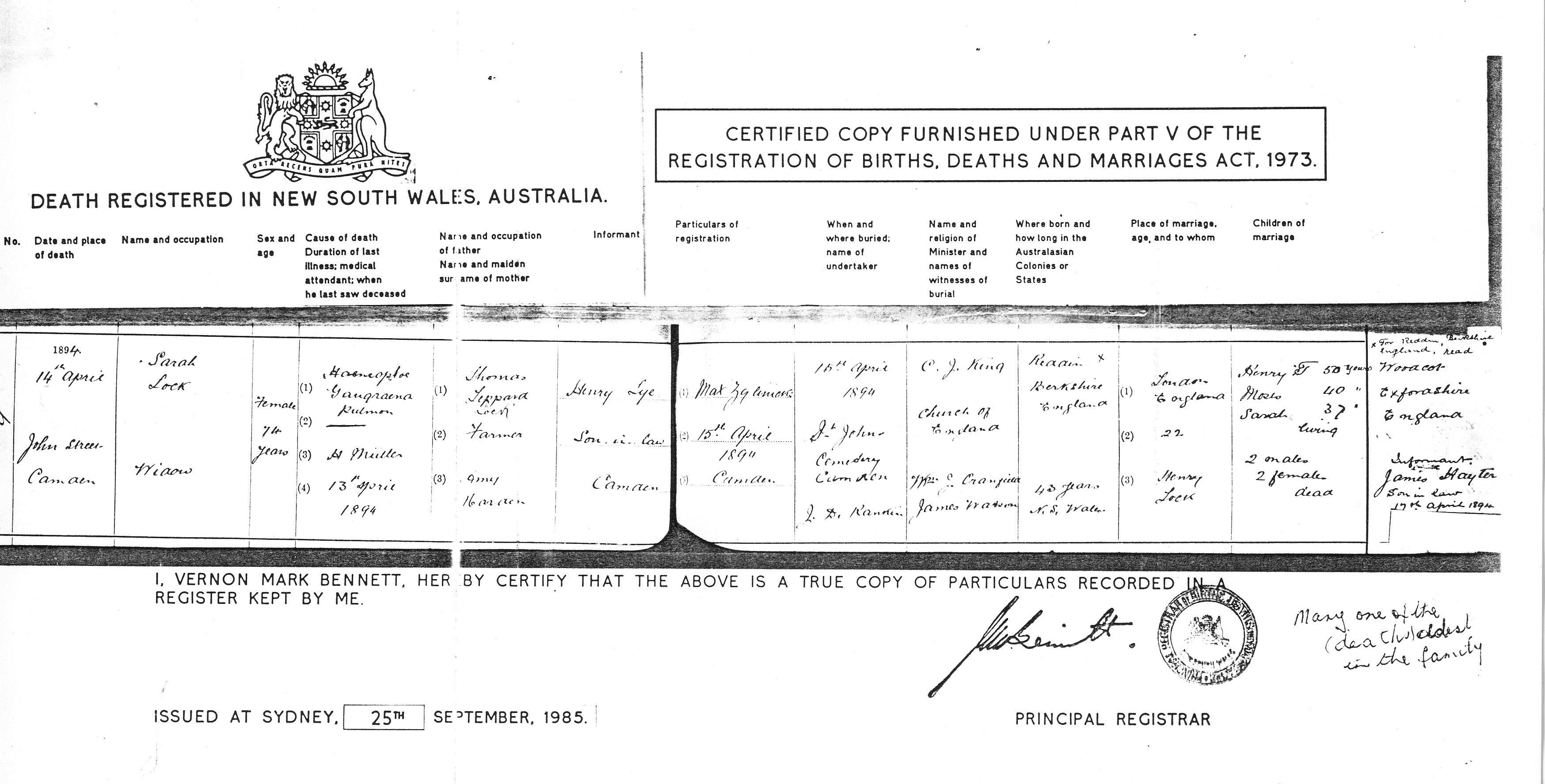 Death Certificate